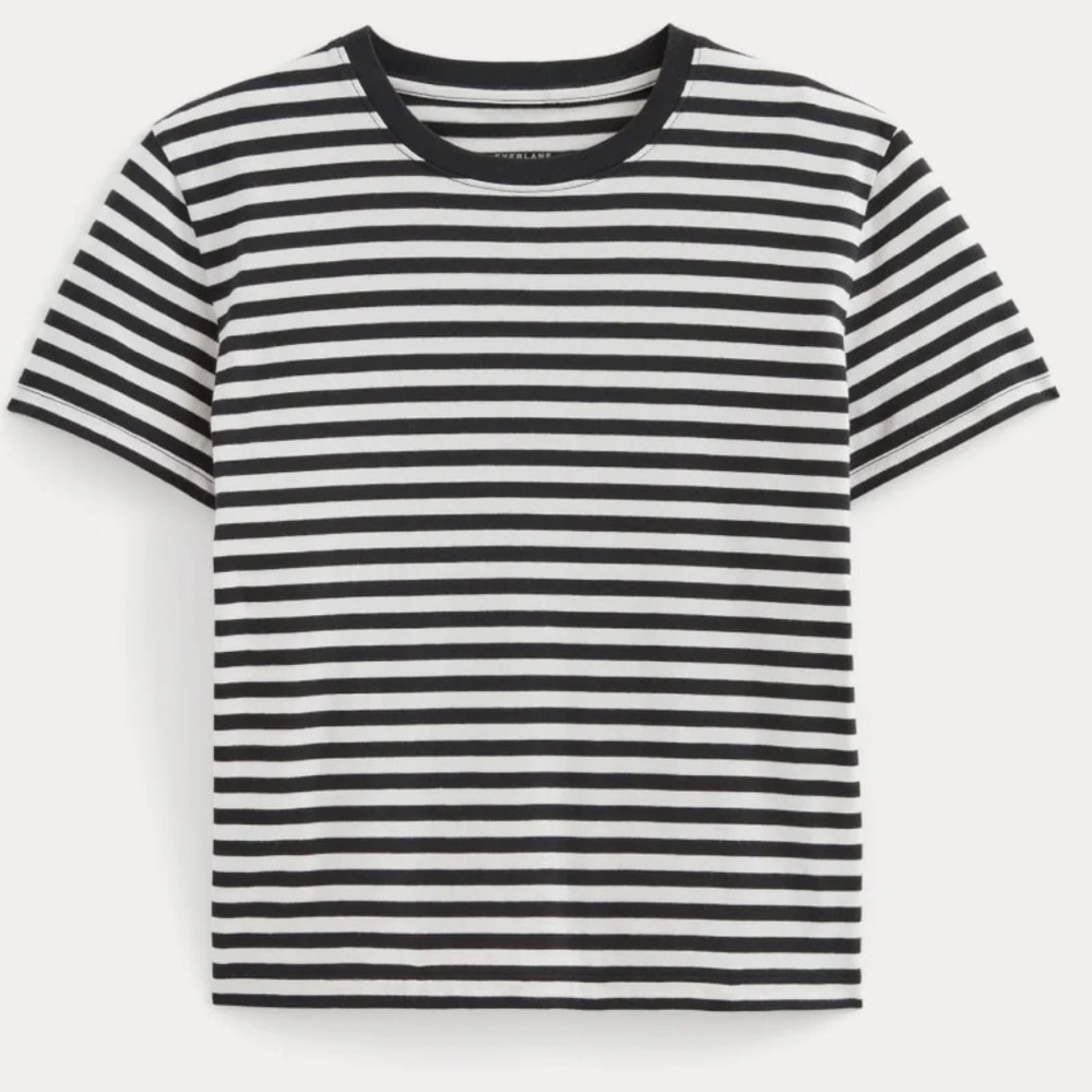 Everlane Boxy Black and White Striped T-Shirt